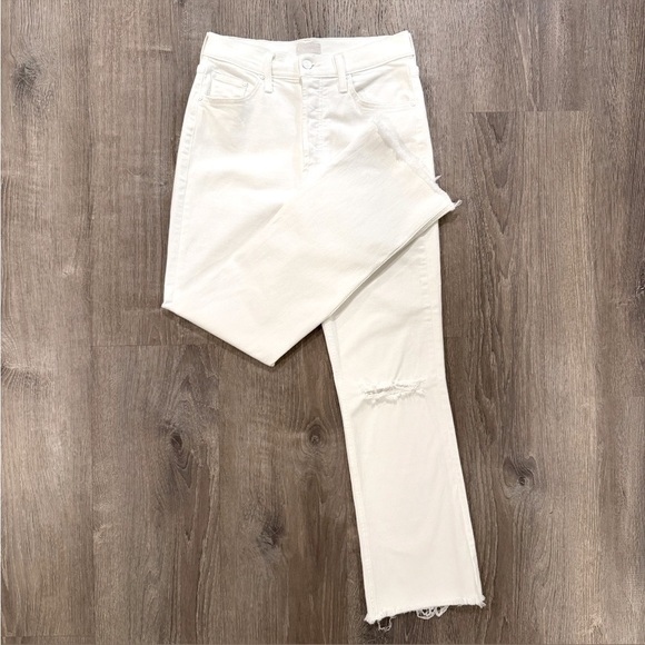 MOTHER The Tripper Ankle Fray Jeans in White Unfairest of Them All Jeans Size 27 - Picture 4 of 16
